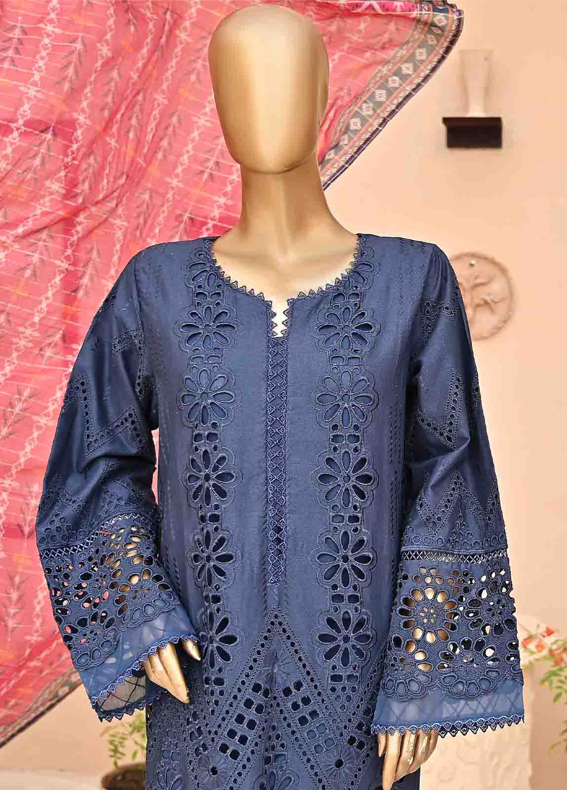 Bin Saeed Fabric - SMCK-0435-3 Piece Cutwork Kari Stitched Suit