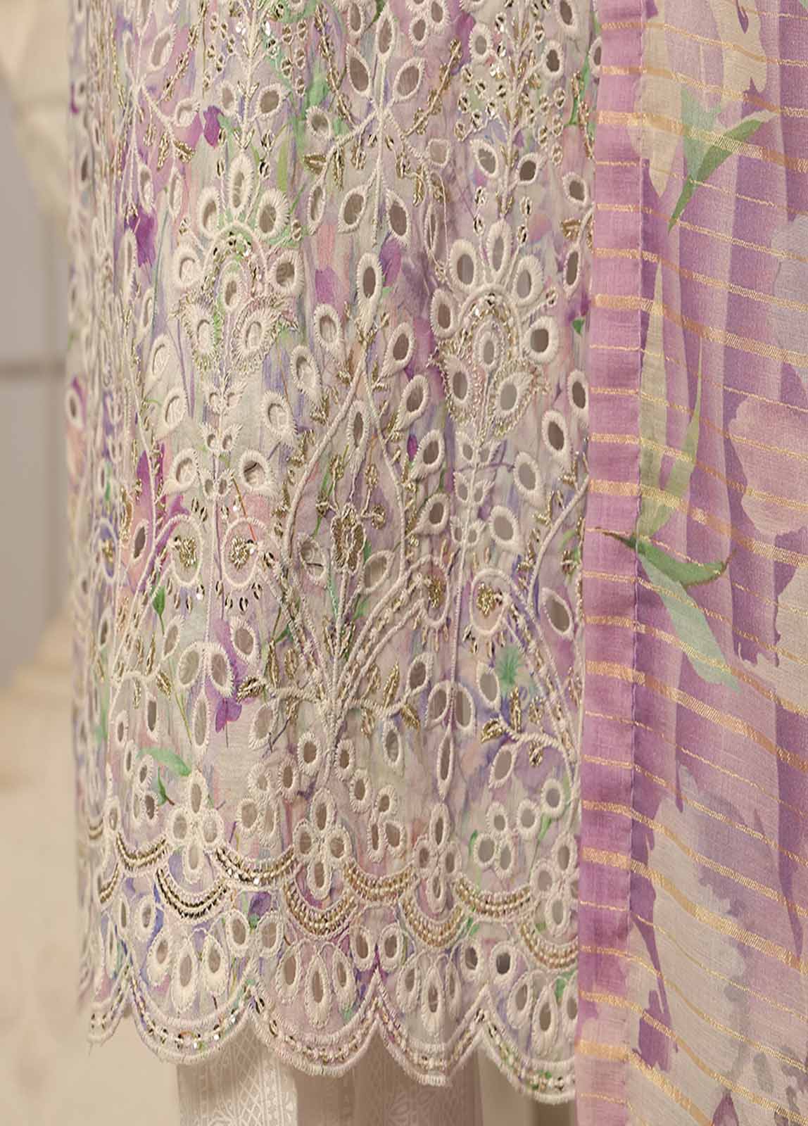 Bin Saeed Fabric - SME-0102-3 Piece Chikankari Stitched Suit