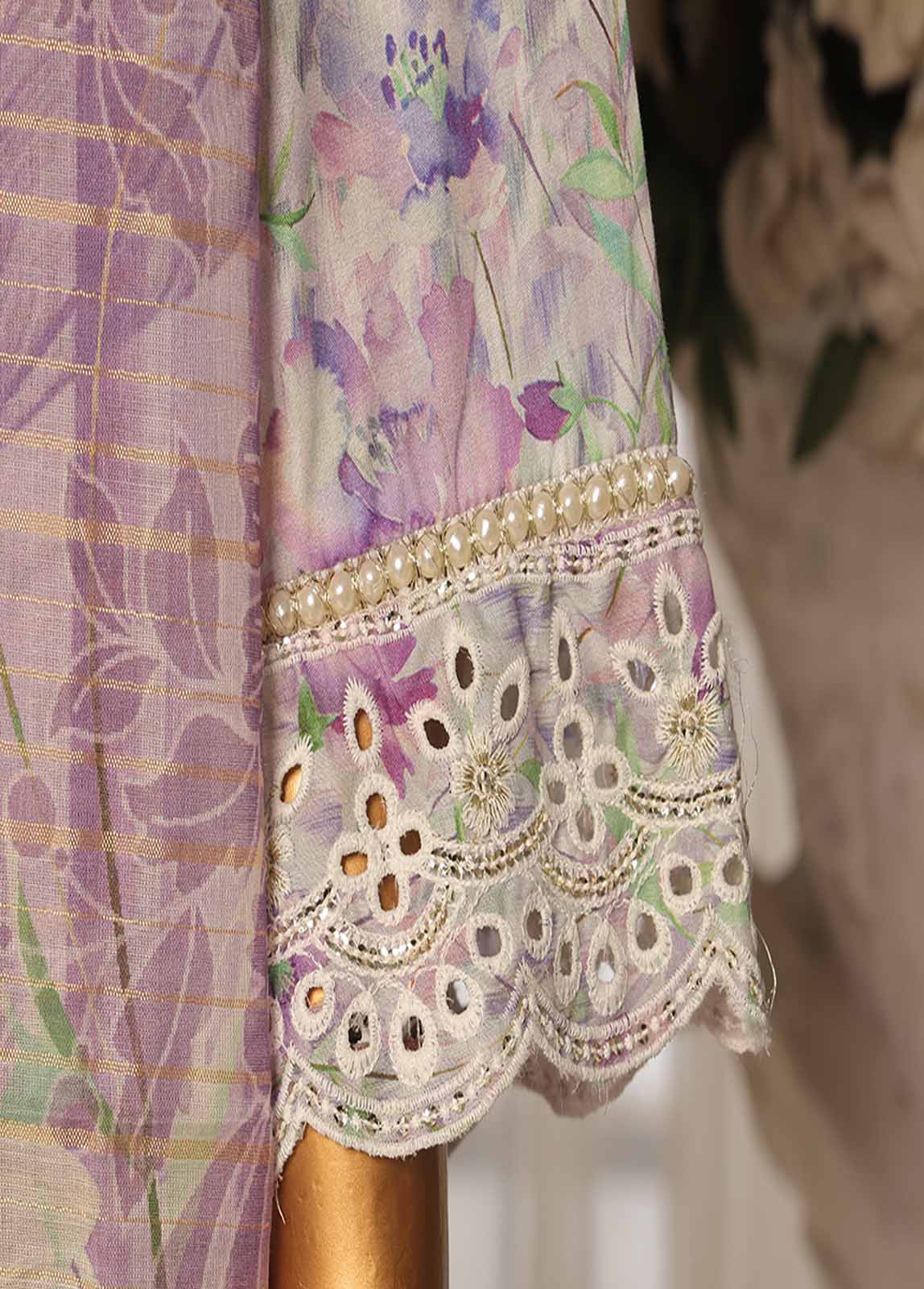 Bin Saeed Fabric - SME-0102-3 Piece Chikankari Stitched Suit