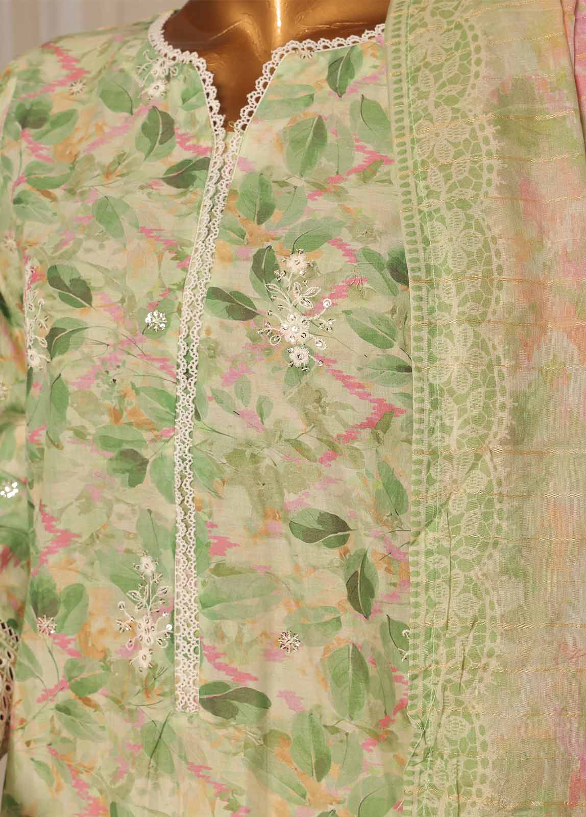 Bin Saeed Fabric - SME-0103-3 Piece Chikankari Stitched Suit