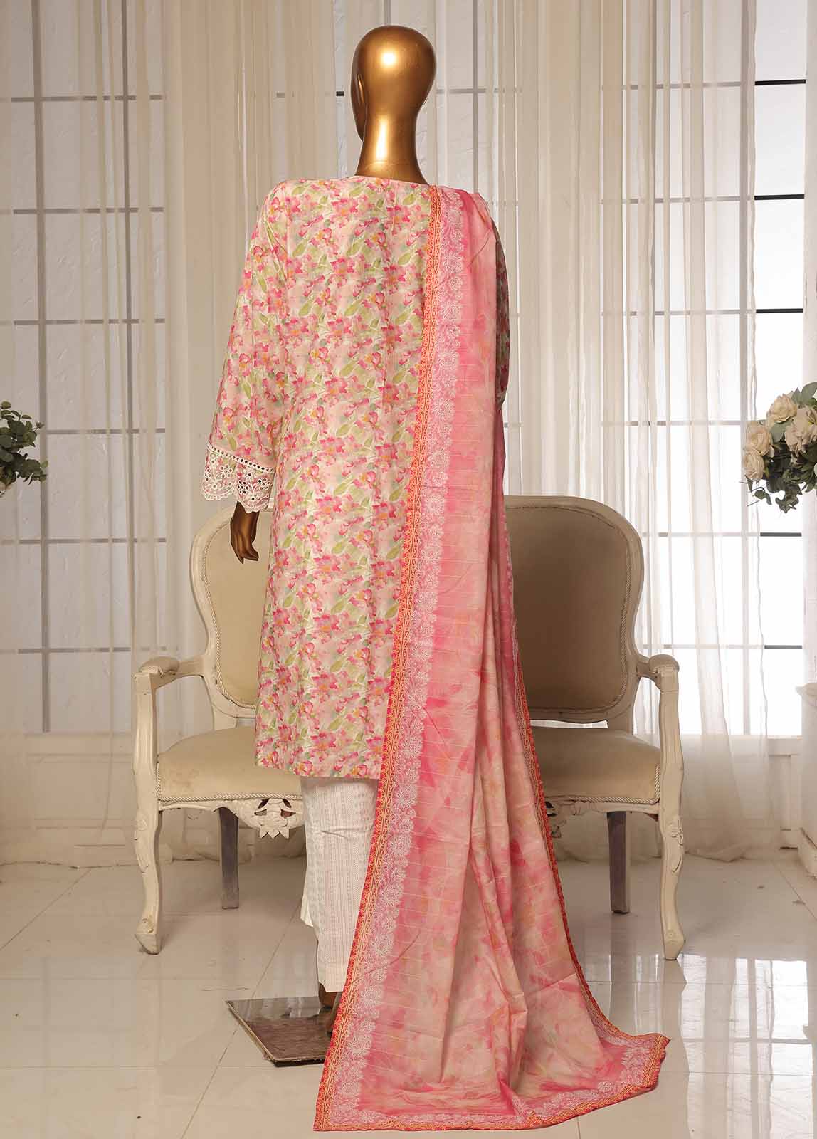 Bin Saeed Fabric - SME-0104-3 Piece Chikankari Stitched Suit