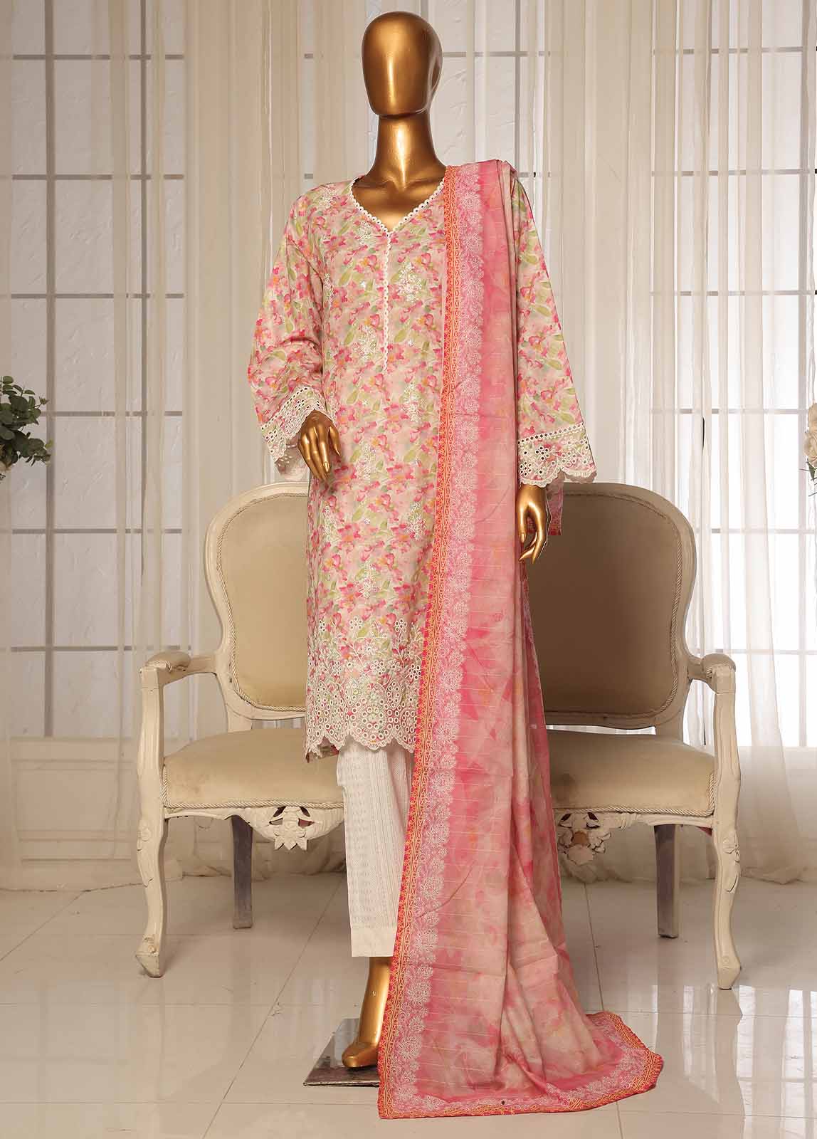 Bin Saeed Fabric - SME-0104-3 Piece Chikankari Stitched Suit
