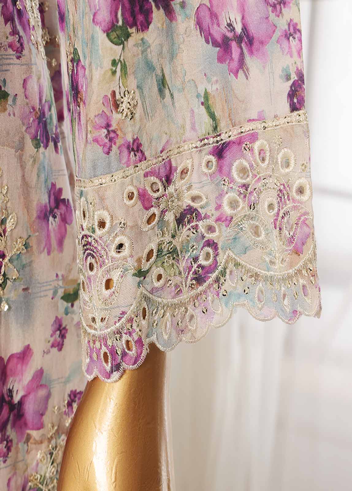 Bin Saeed Fabric - SME-0108-3 Piece Chikankari Stitched Suit