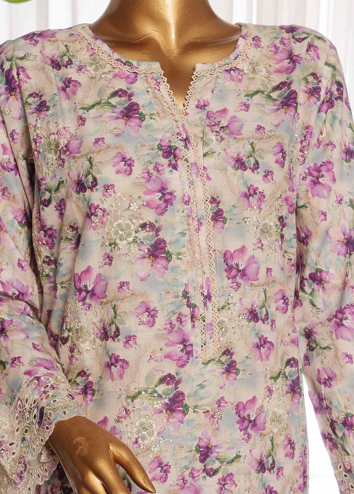 Bin Saeed Fabric - SME-0108-3 Piece Chikankari Stitched Suit