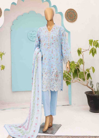 Bin Saeed Fabric - SME-0185 B-3 Piece LawnKari Stitched Suit