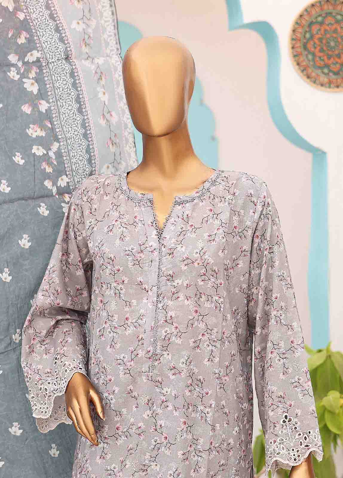 Bin Saeed Fabric - SME-0197-3 Piece LawnKari Stitched Suit