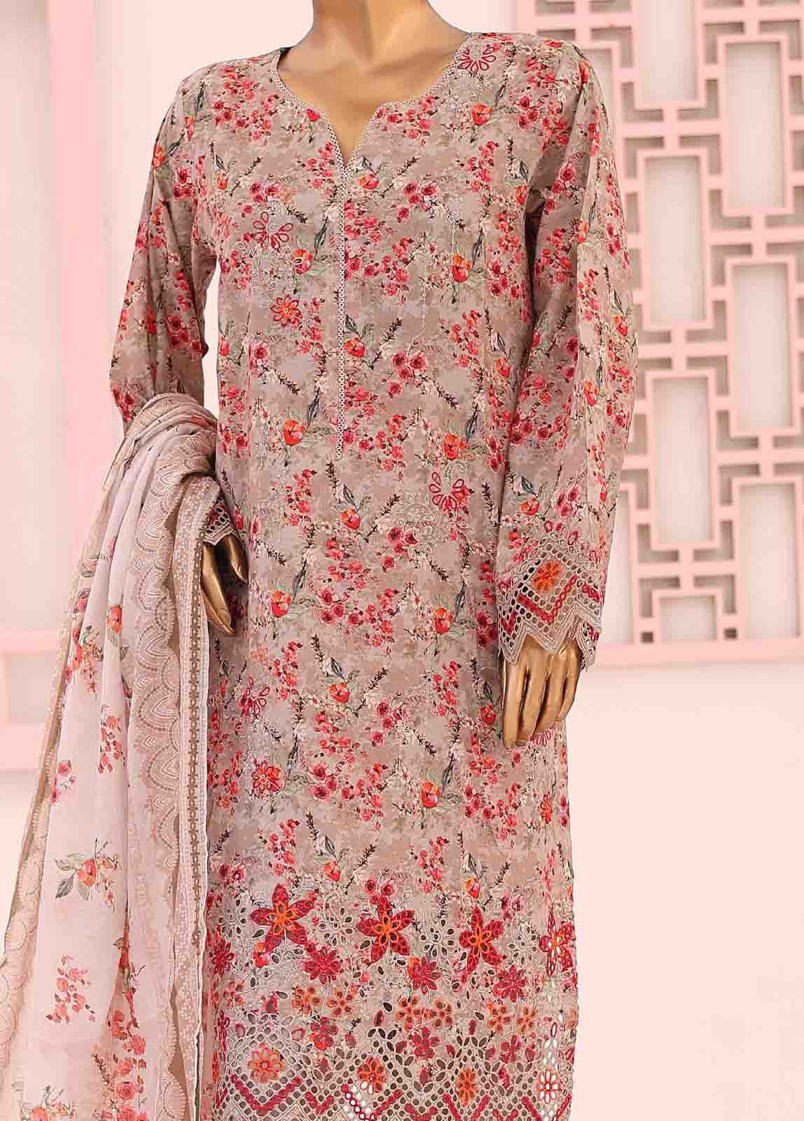 Bin Saeed Fabric - SME-0201-3 Piece LawnKari Stitched Suit