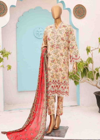 Bin Saeed Fabric - SME-0228-3 Piece LawnKari Stitched Suit