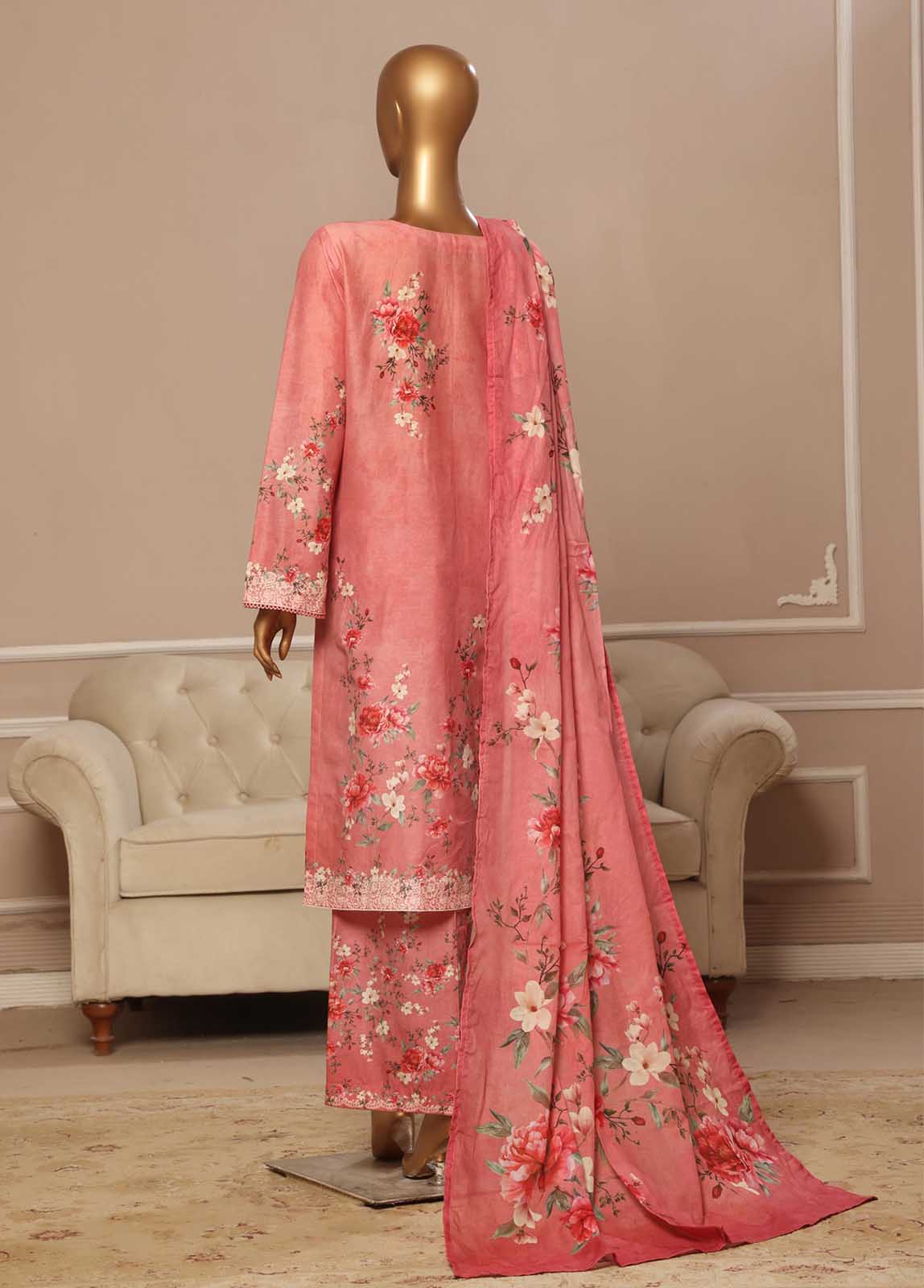 Bin Saeed Fabric - SME-030 -3 Piece Embroidered Stitched Suit
