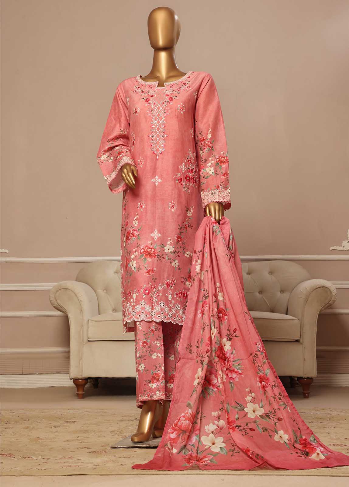 Bin Saeed Fabric - SME-030 -3 Piece Embroidered Stitched Suit