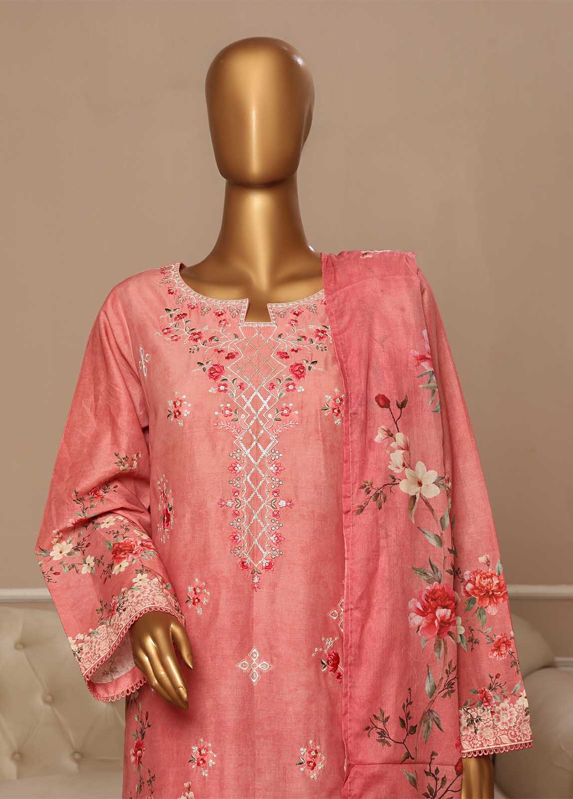 Bin Saeed Fabric - SME-030 -3 Piece Embroidered Stitched Suit