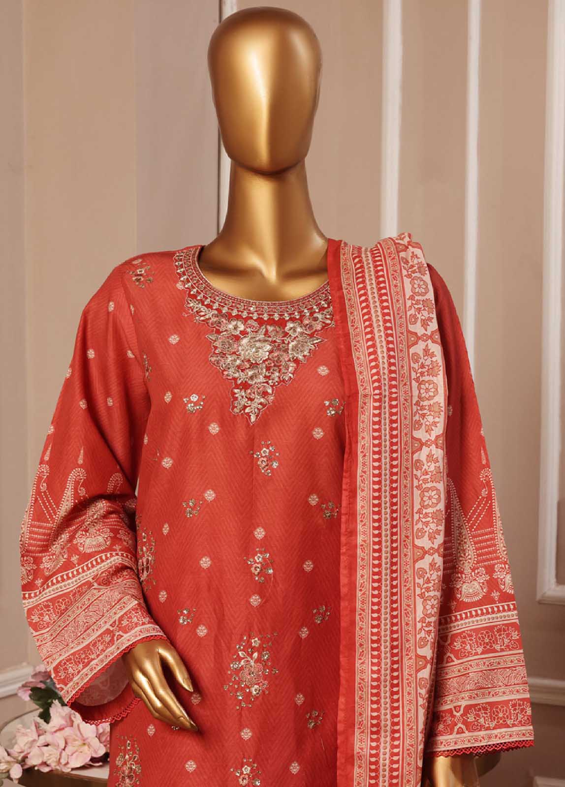 Bin Saeed Fabric - SME-032 -3 Piece Embroidered Stitched Suit