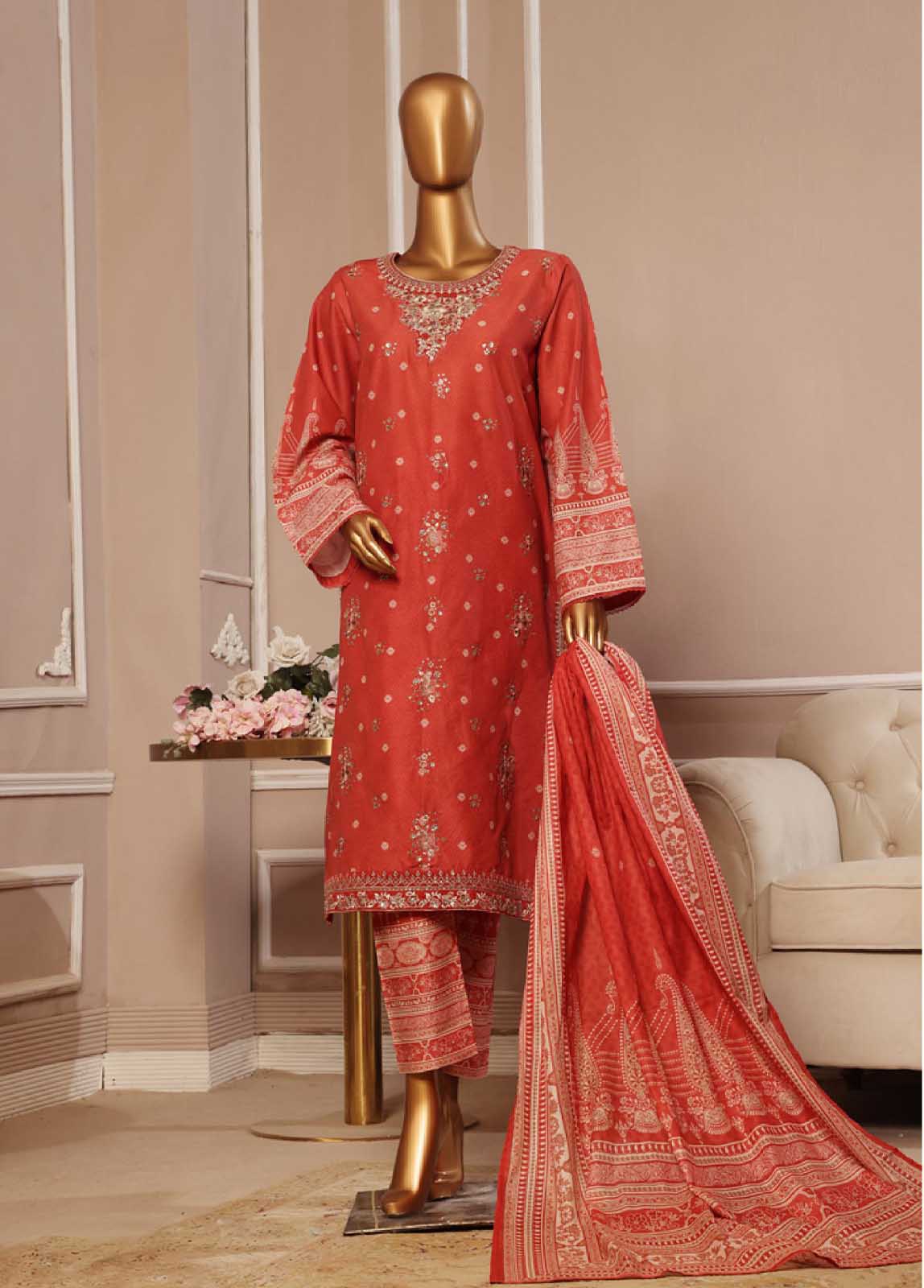 Bin Saeed Fabric - SME-032 -3 Piece Embroidered Stitched Suit