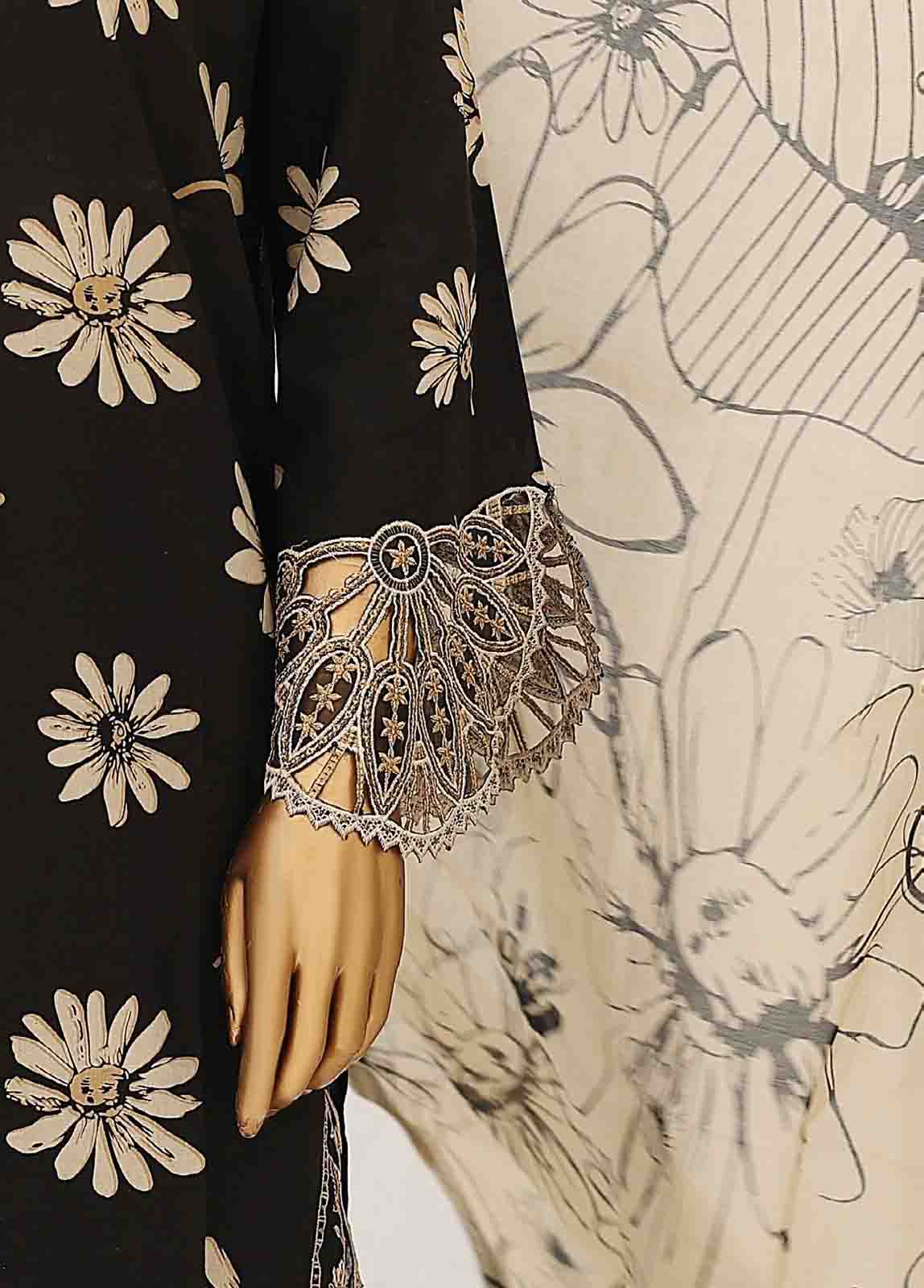 Bin Saeed Fabric - SME-0343-3 Piece Cutwork Kari Stitched Suit