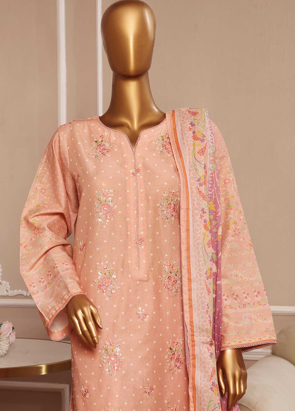 Bin Saeed Fabric - SME-034 -3 Piece Embroidered Stitched Suit