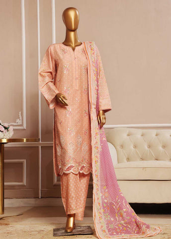 SME-034 -3 Piece Embroidered Stitched Suit