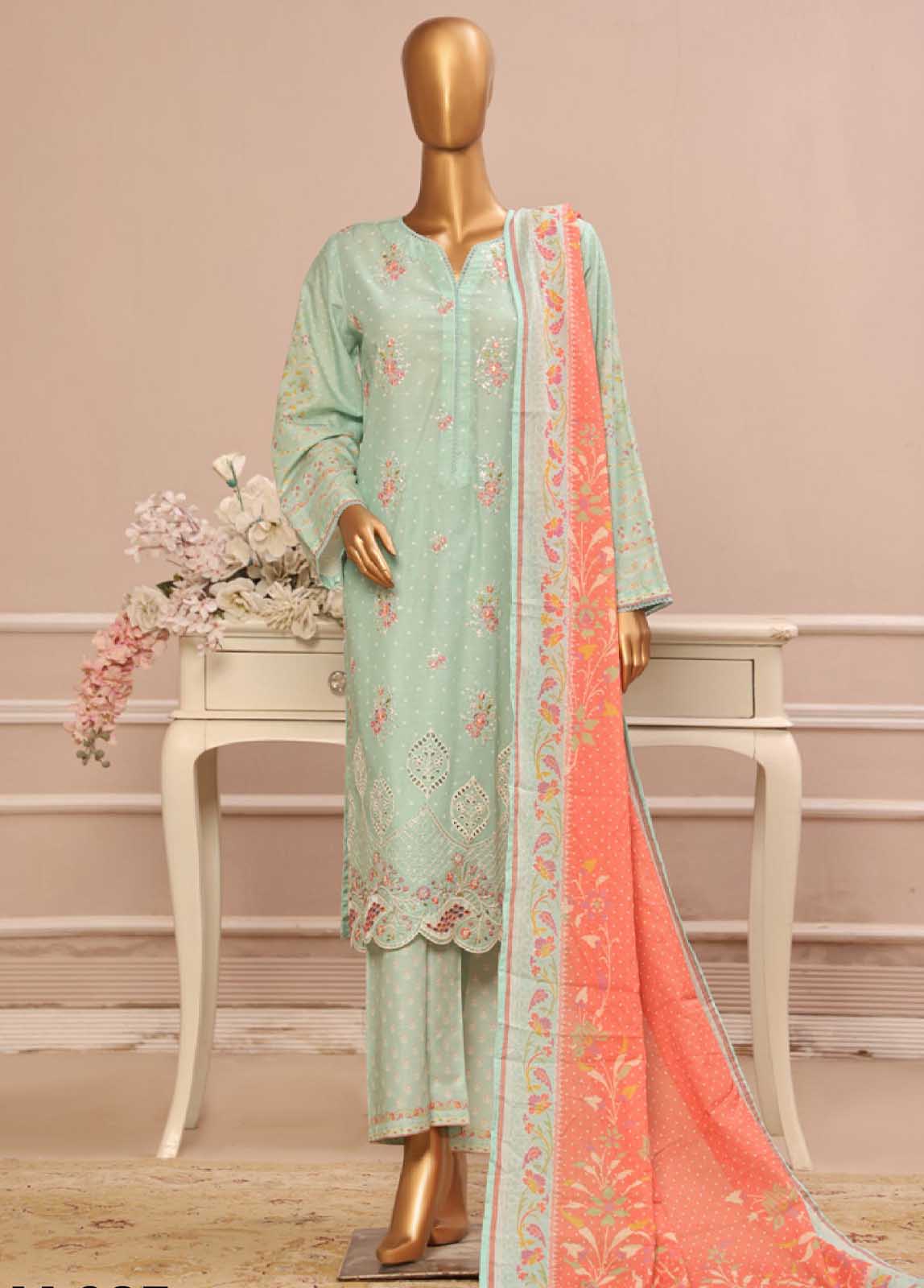 Bin Saeed Fabric - SME-035 -3 Piece Embroidered Stitched Suit