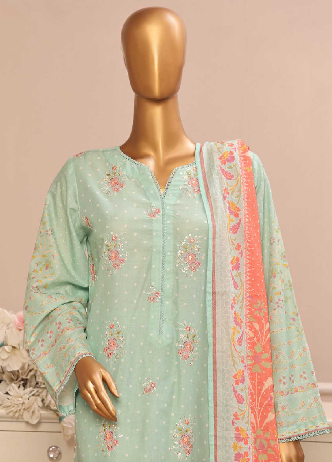 Bin Saeed Fabric - SME-035 -3 Piece Embroidered Stitched Suit