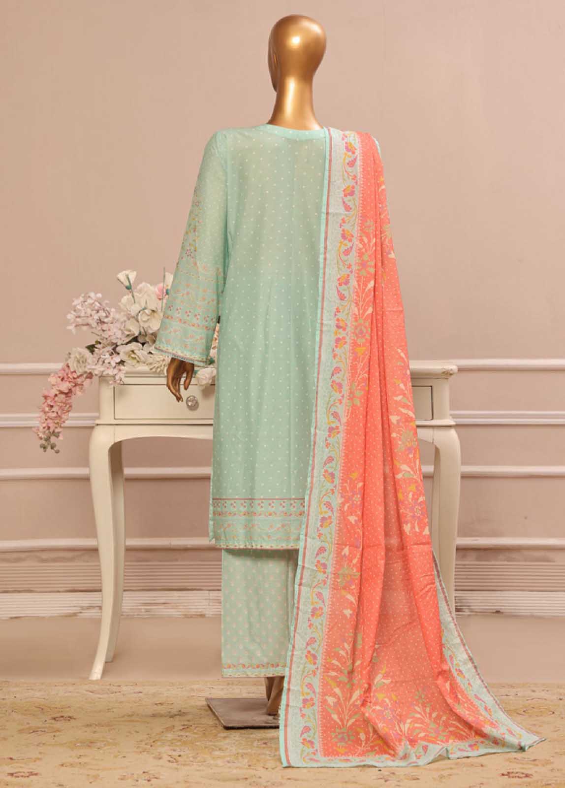 Bin Saeed Fabric - SME-035 -3 Piece Embroidered Stitched Suit