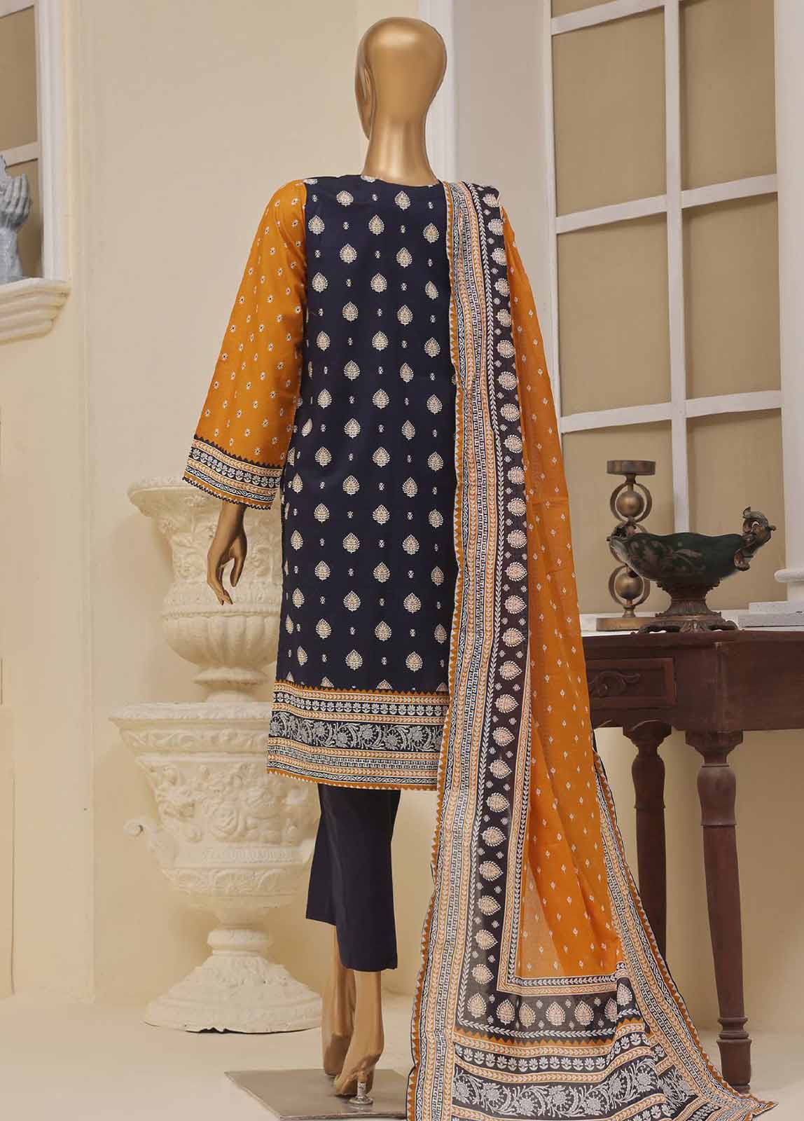 Bin Saeed Fabric - SME-037- 3 Piece Embroidered Stitched Suit