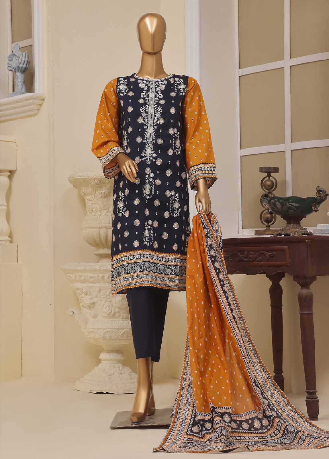 Bin Saeed Fabric - SME-037- 3 Piece Embroidered Stitched Suit