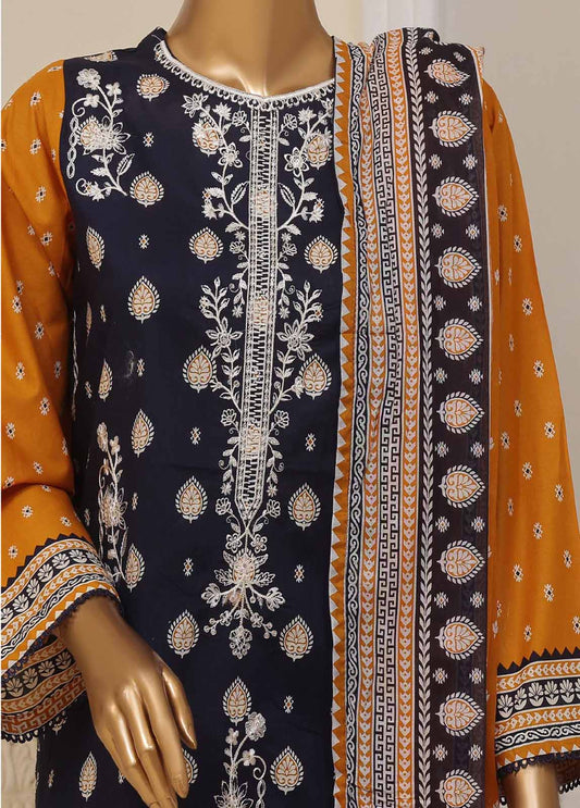 SME-037- 3 Piece Embroidered Stitched Suit