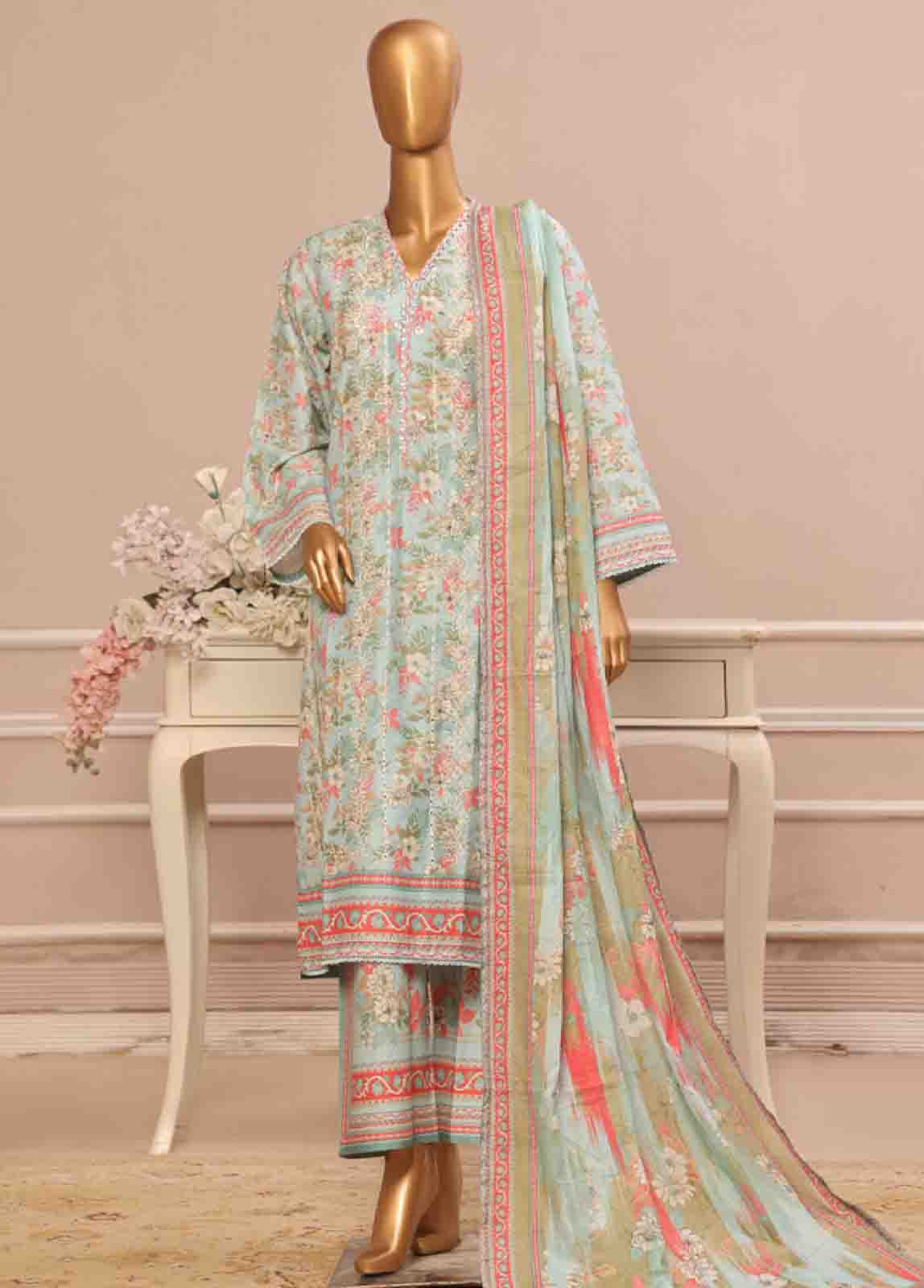 Bin Saeed Fabric - SME-038 -3 Piece Embroidered Stitched Suit