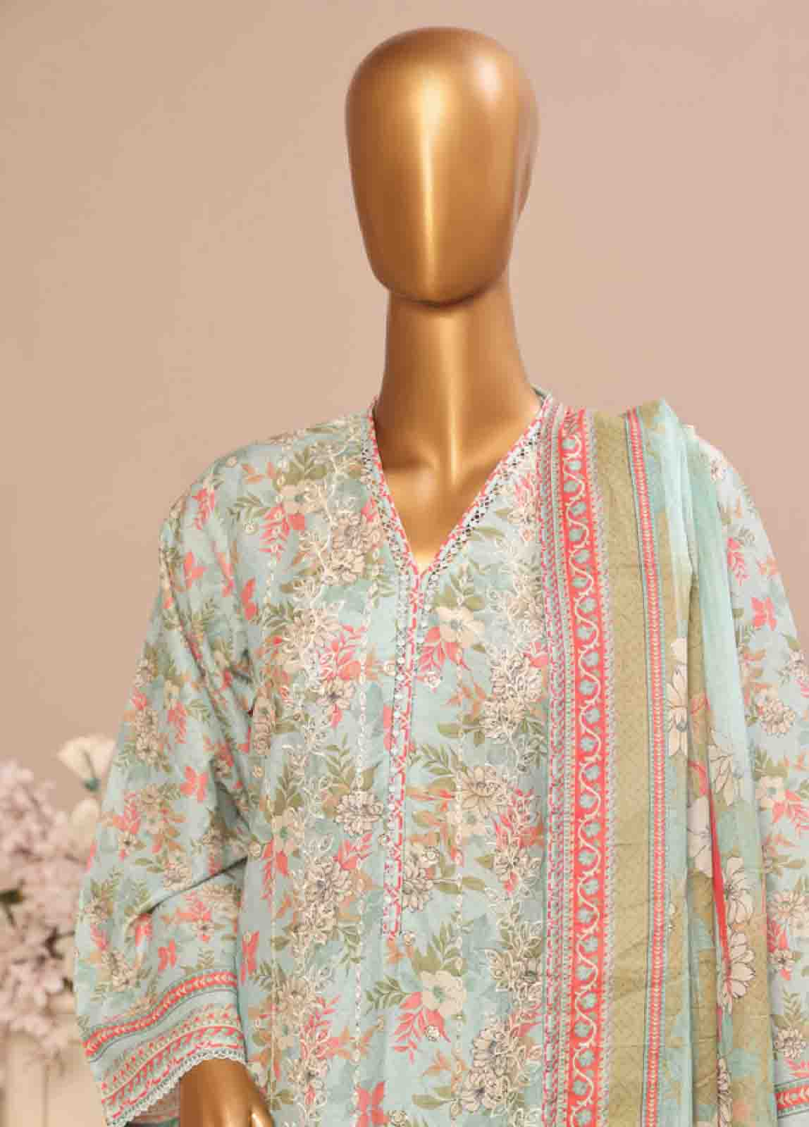 Bin Saeed Fabric - SME-038 -3 Piece Embroidered Stitched Suit