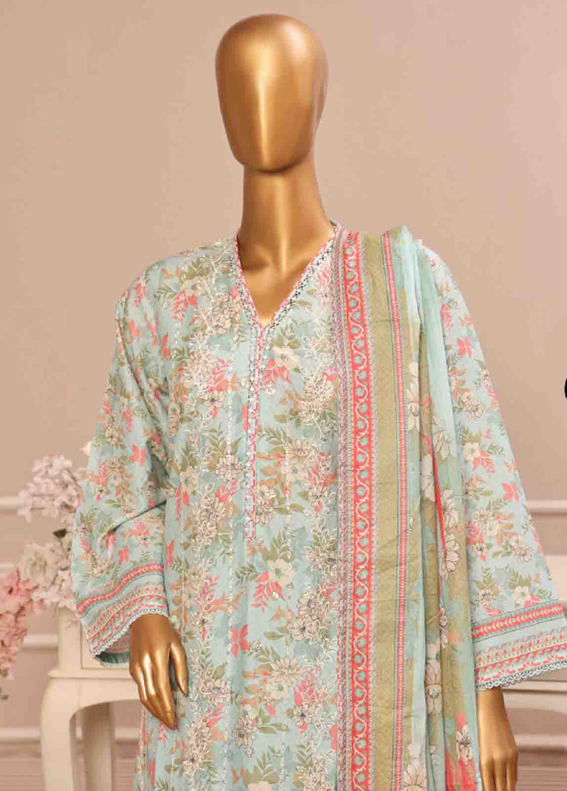 Bin Saeed Fabric - SME-038 -3 Piece Embroidered Stitched Suit