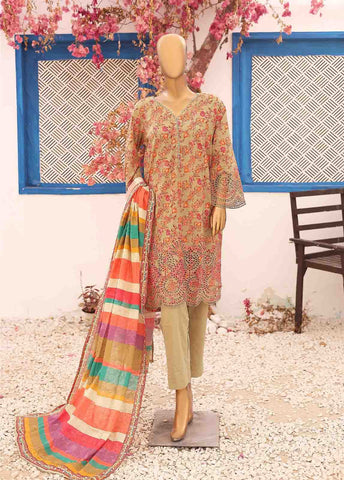 Bin Saeed Fabric - SME-0409-3 Piece LawnKari Stitched Suit