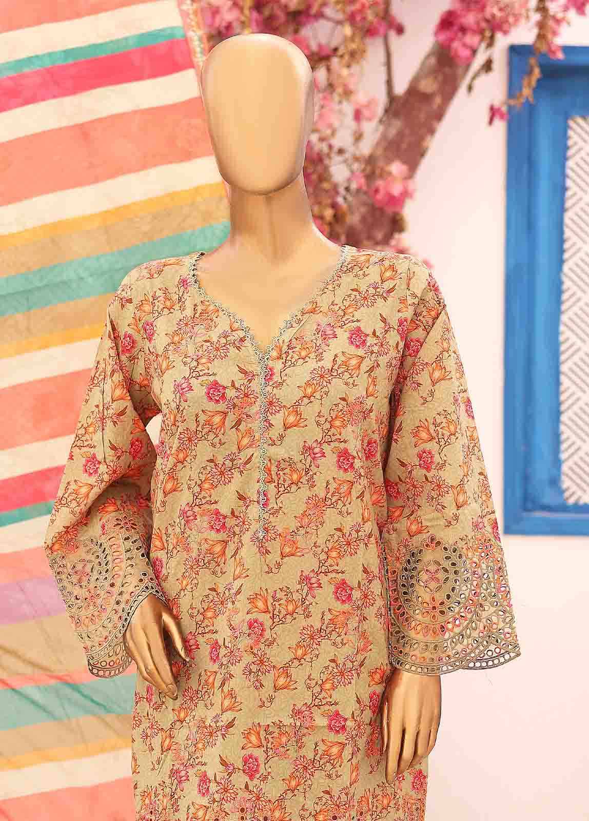 Bin Saeed Fabric - SME-0409-3 Piece LawnKari Stitched Suit