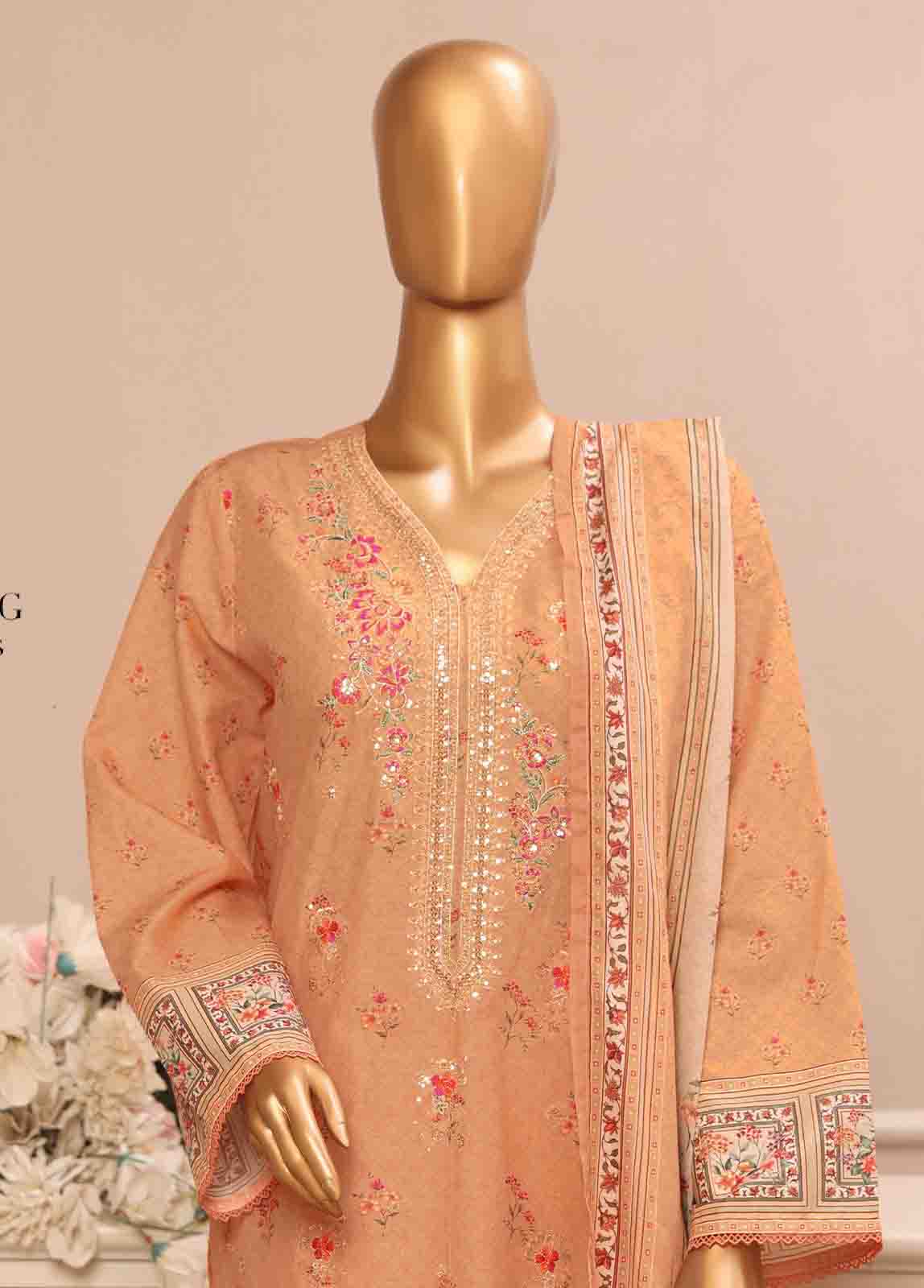 Bin Saeed Fabric - SME-040 -3 Piece Embroidered Stitched Suit