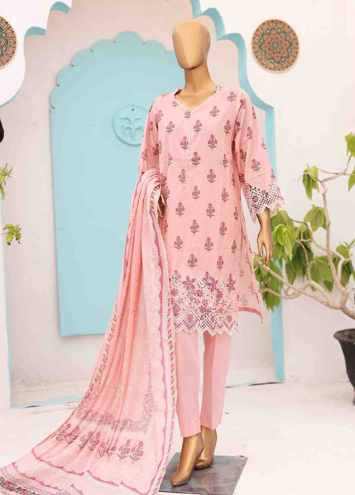 Bin Saeed Fabric - SME-0411-3 Piece LawnKari Stitched Suit