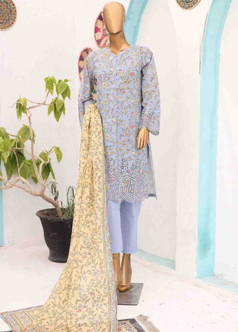 Bin Saeed Fabric - SME-0415-3 Piece LawnKari Stitched Suit