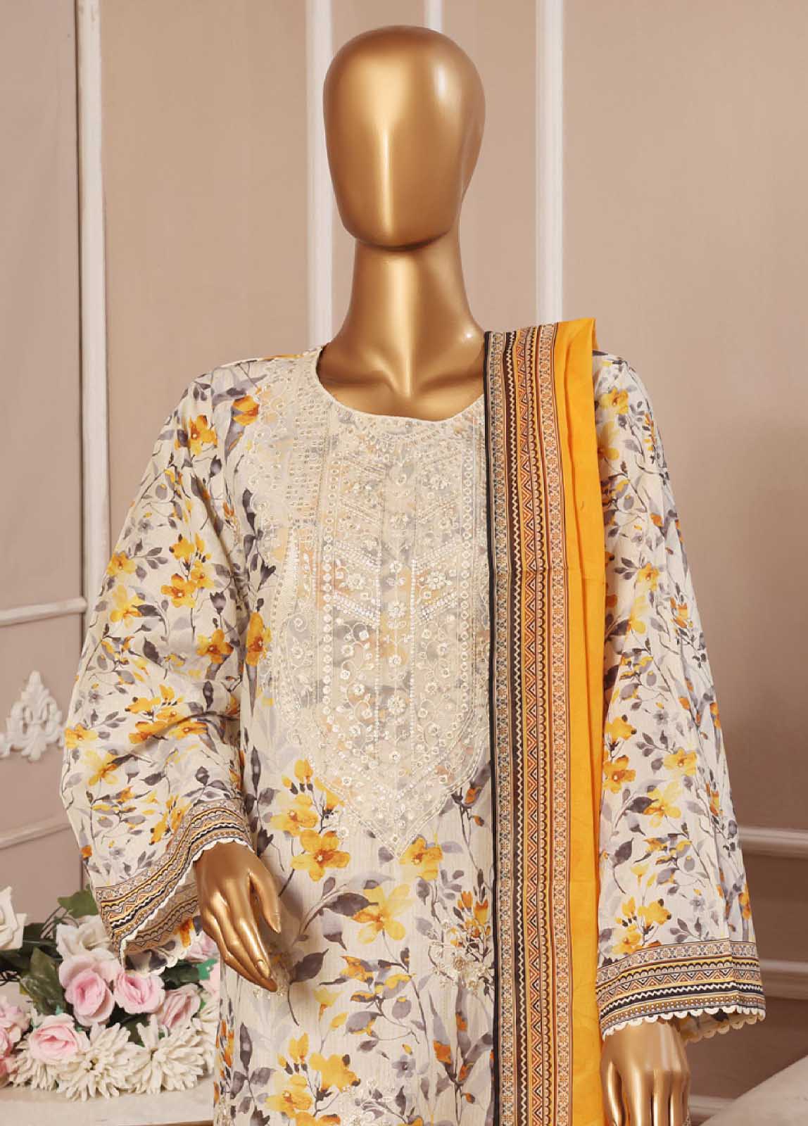 Bin Saeed Fabric - SME-042 -3 Piece Embroidered Stitched Suit