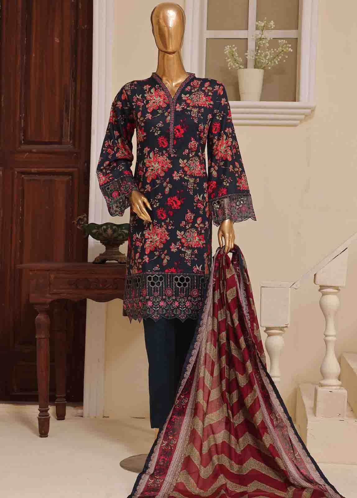 Bin Saeed Fabric - SME-044 A- 3 Piece Embroidery Stitched Suit