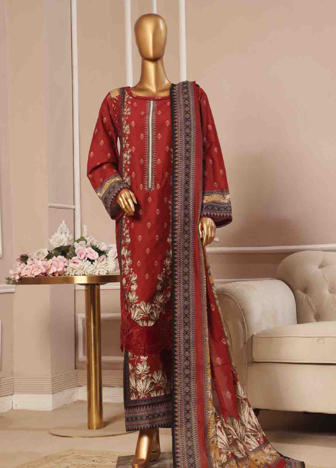 Bin Saeed Fabric - SME-046 -3 Piece Embroidered Stitched Suit