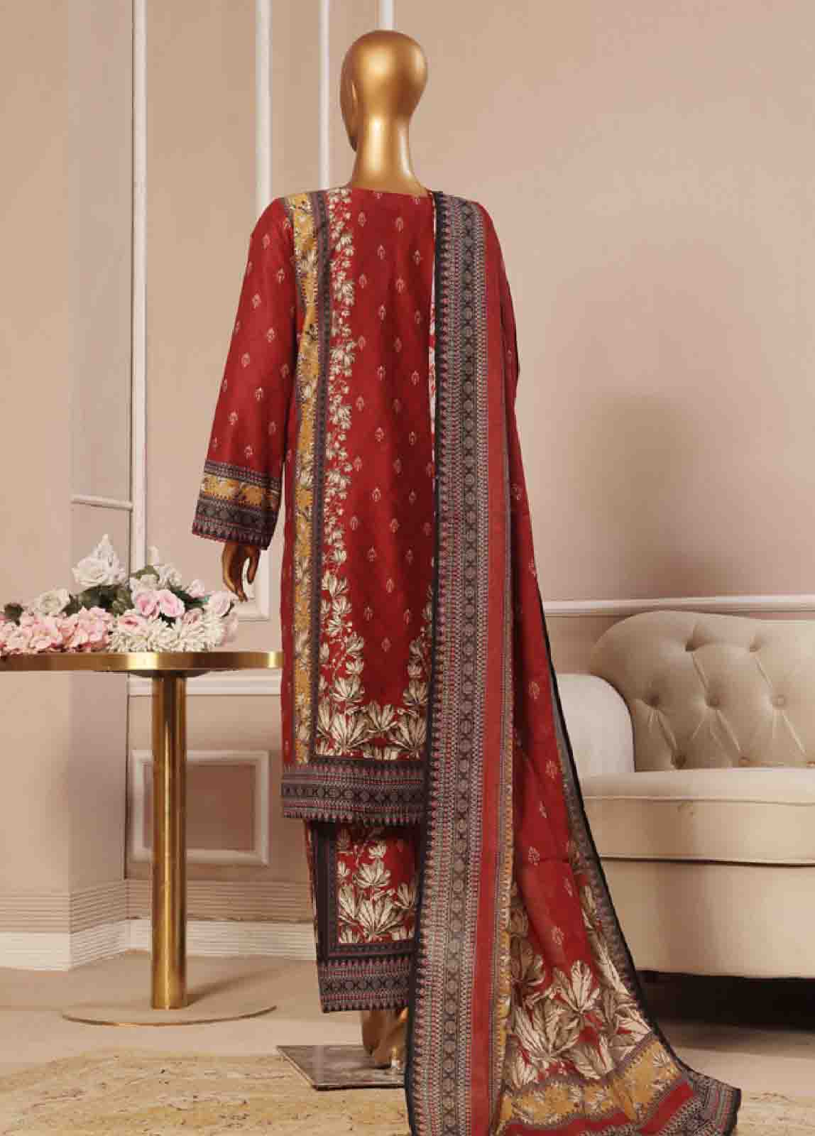 Bin Saeed Fabric - SME-046 -3 Piece Embroidered Stitched Suit