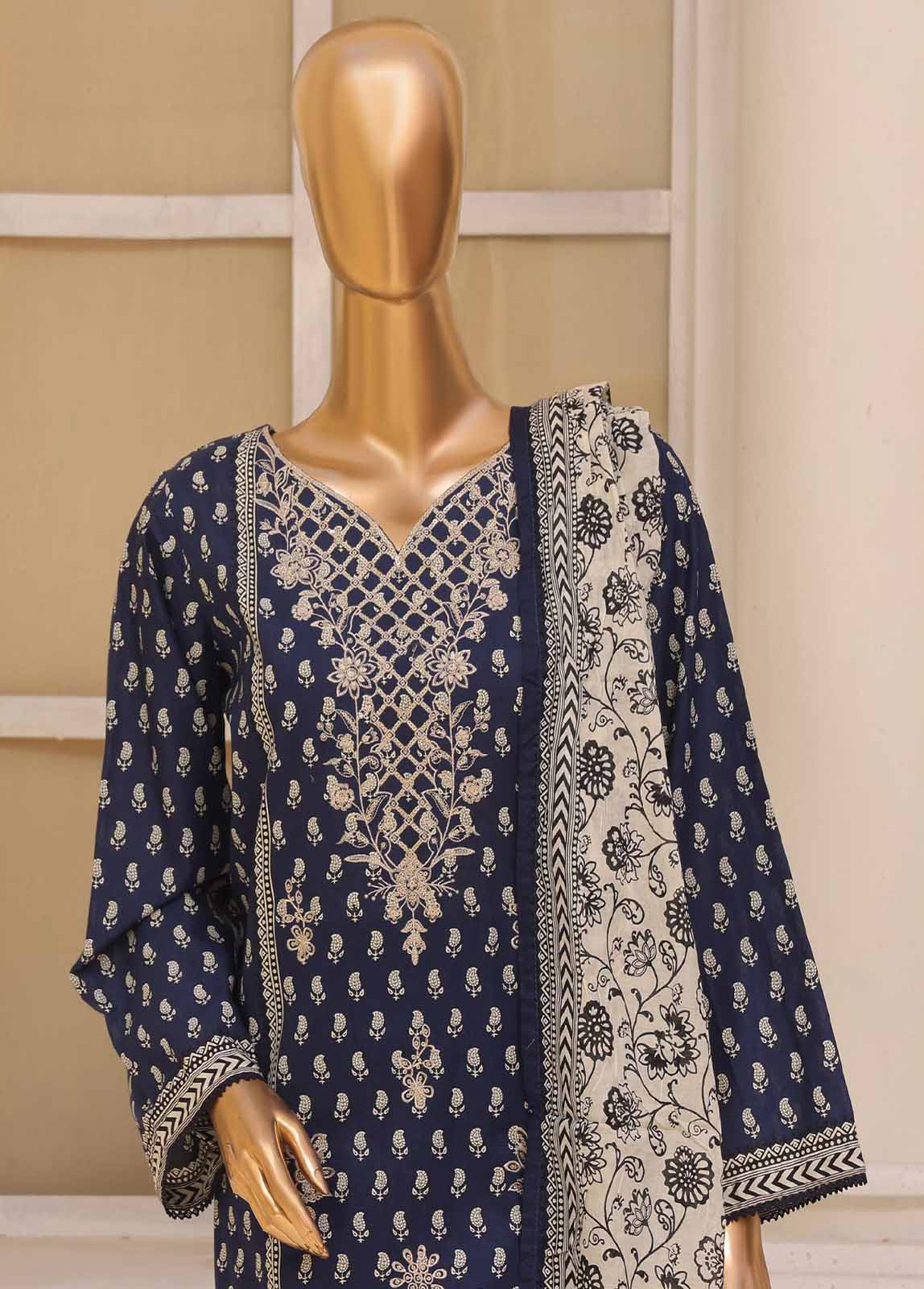 Bin Saeed Fabric - SME-048- 3 Piece Embroidered Stitched Suit