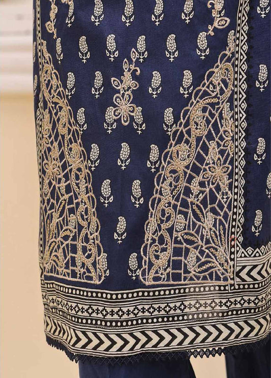 SME-048- 3 Piece Embroidered Stitched Suit