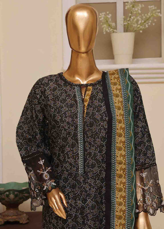 SME-619- 3 Piece Luxury Embroidered Stitched Suit