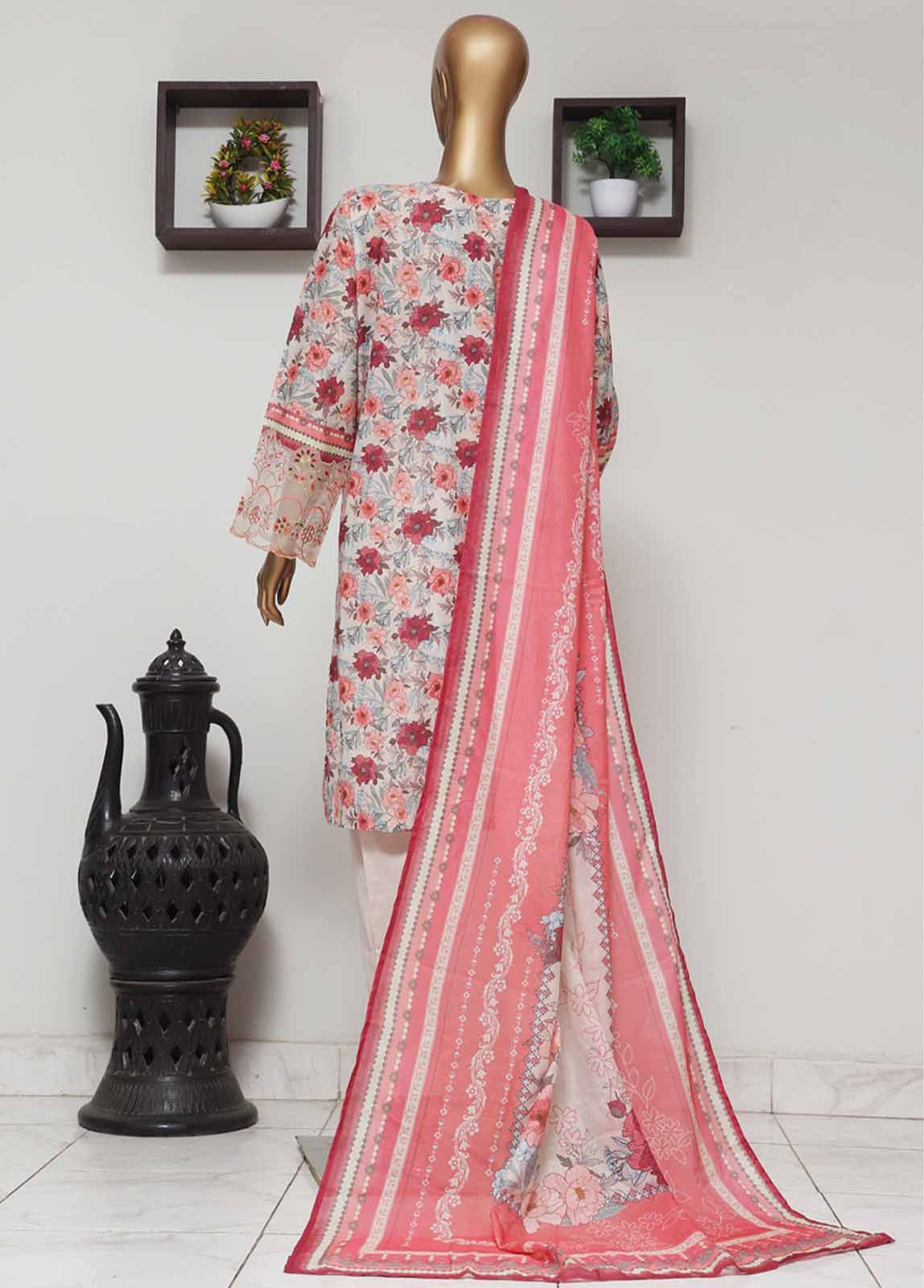 Bin Saeed Fabric - SME-0744 -3 Piece Embroidered Stitched Suit