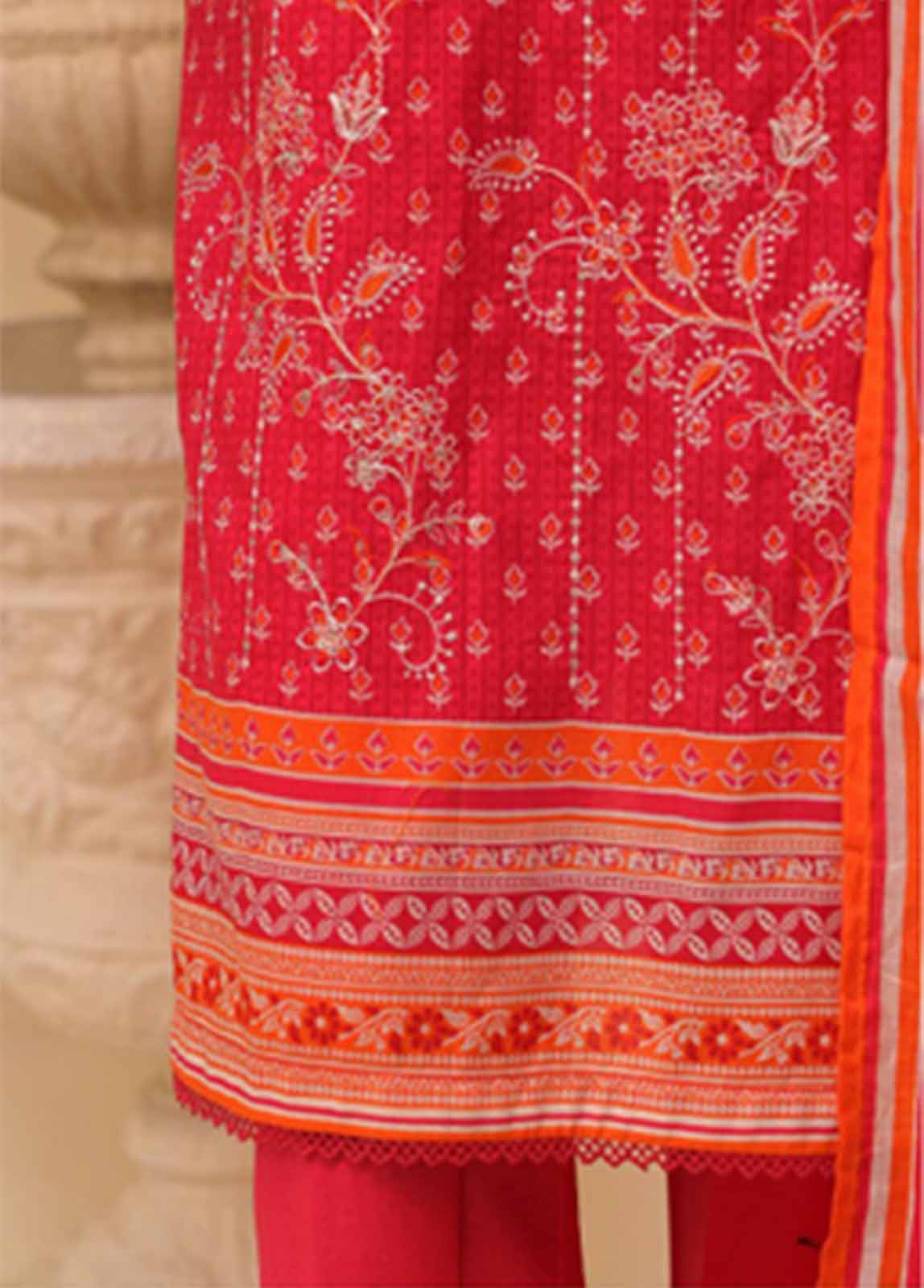 SME-0750- 3 Piece Embroidered Stitched Suit