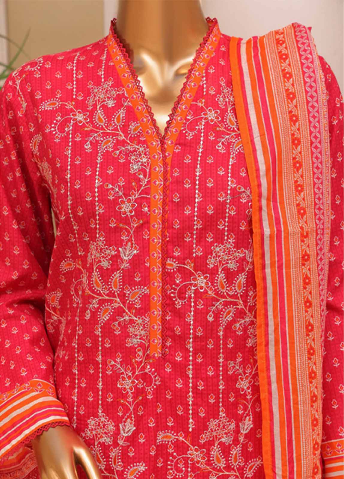 SME-0750- 3 Piece Embroidered Stitched Suit