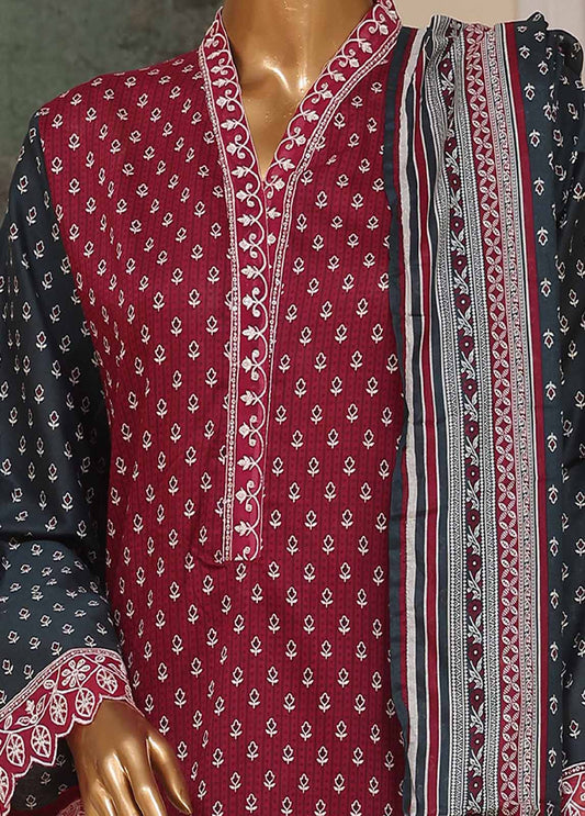 SME-751- 3 Piece Embroidered Stitched Suit