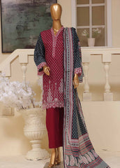 SME-751- 3 Piece Embroidered Stitched Suit