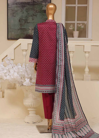 SME-751- 3 Piece Embroidered Stitched Suit