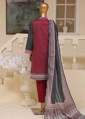 SME-751- 3 Piece Embroidered Stitched Suit