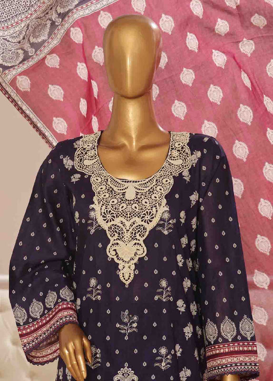 SME-761- 3 Piece Luxury Embroidered Stitched Suit