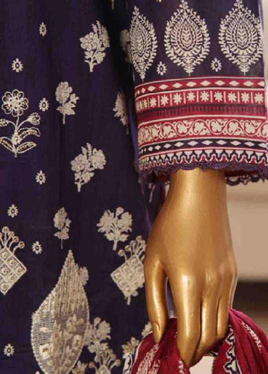 SME-761- 3 Piece Luxury Embroidered Stitched Suit